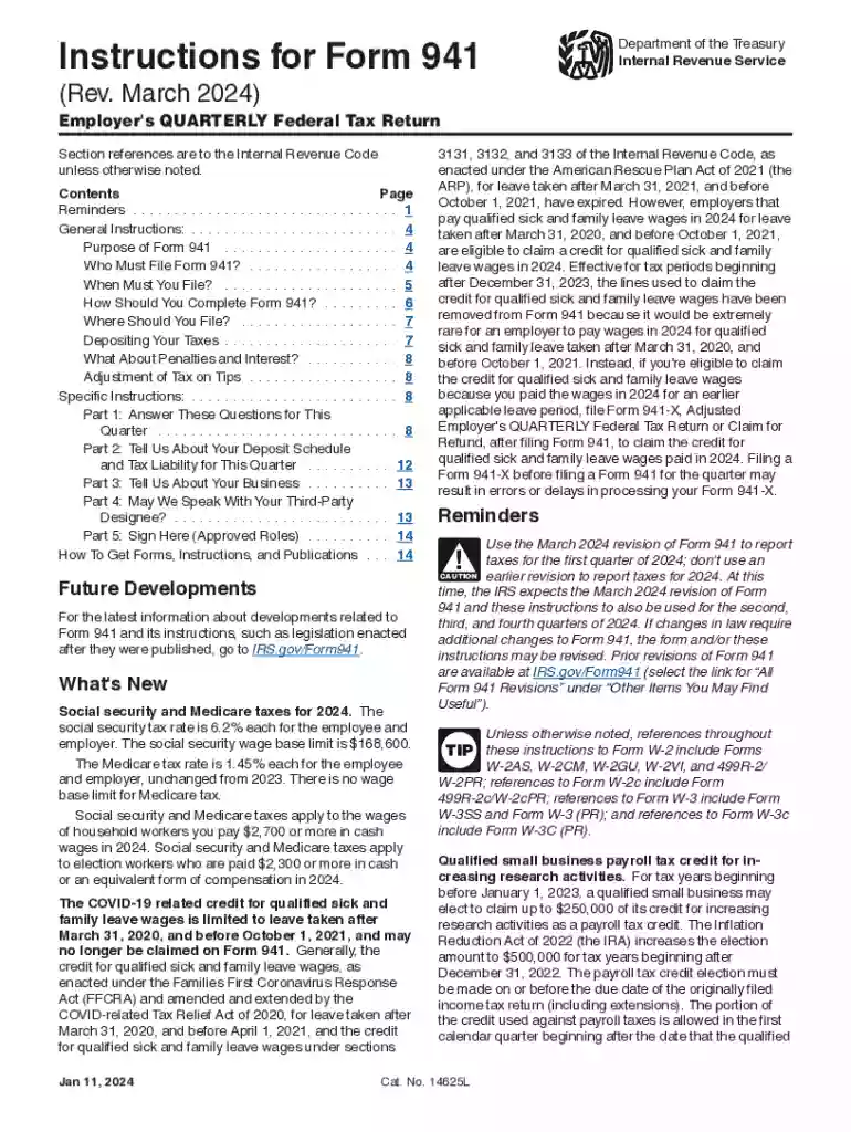 form 941 Preview on Page 1