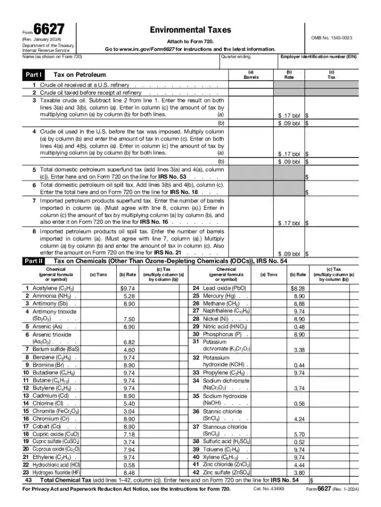 form 6627 Preview on Page 1