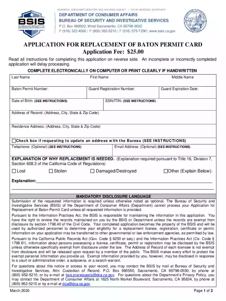 gun application form Preview on Page 1
