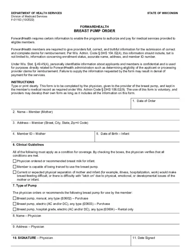 forwardhealth - breast pump order Preview on Page 1