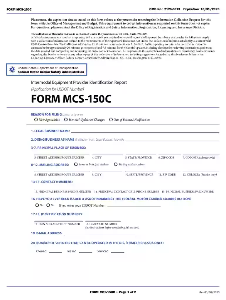 mcs 150c form Preview on Page 1