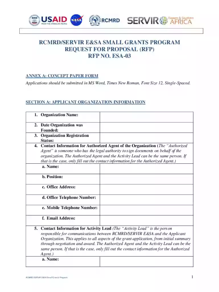 The SERVIR EandSA Small Grants Program - RCMRD Preview on Page 1
