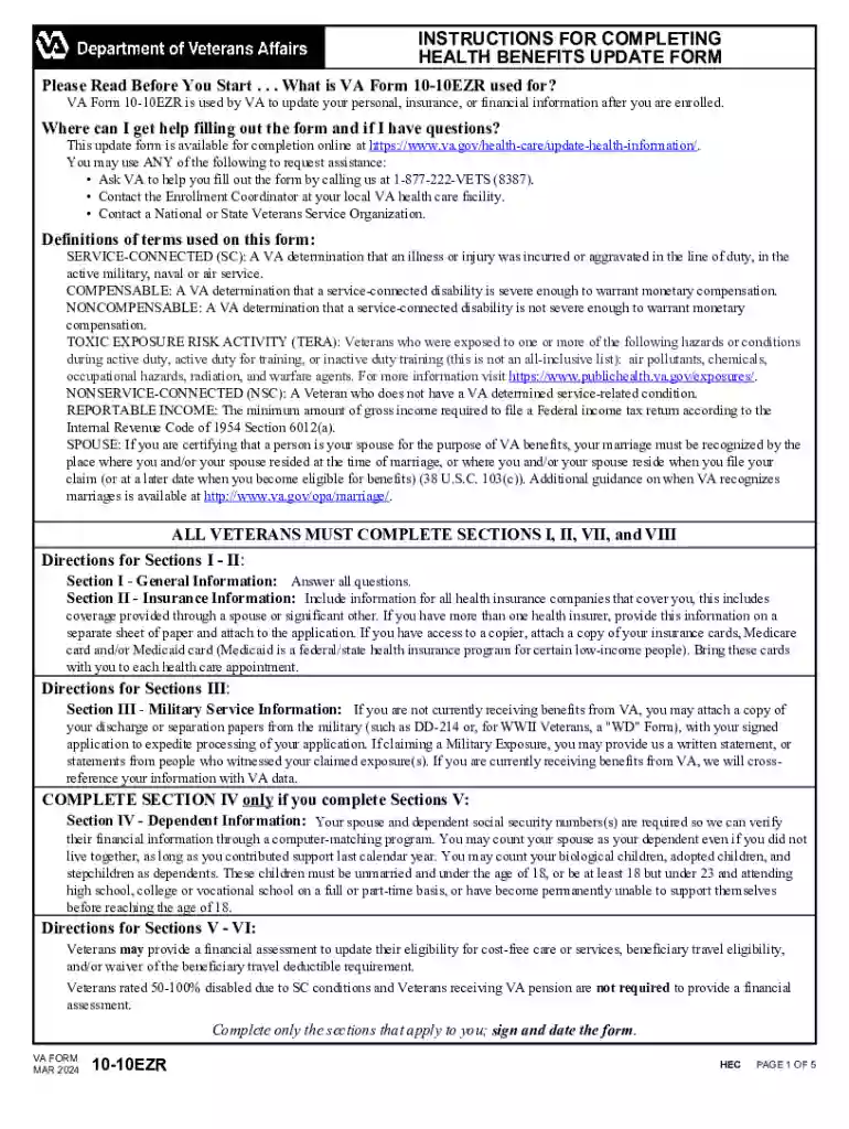 va form 10 10ezr Preview on Page 1