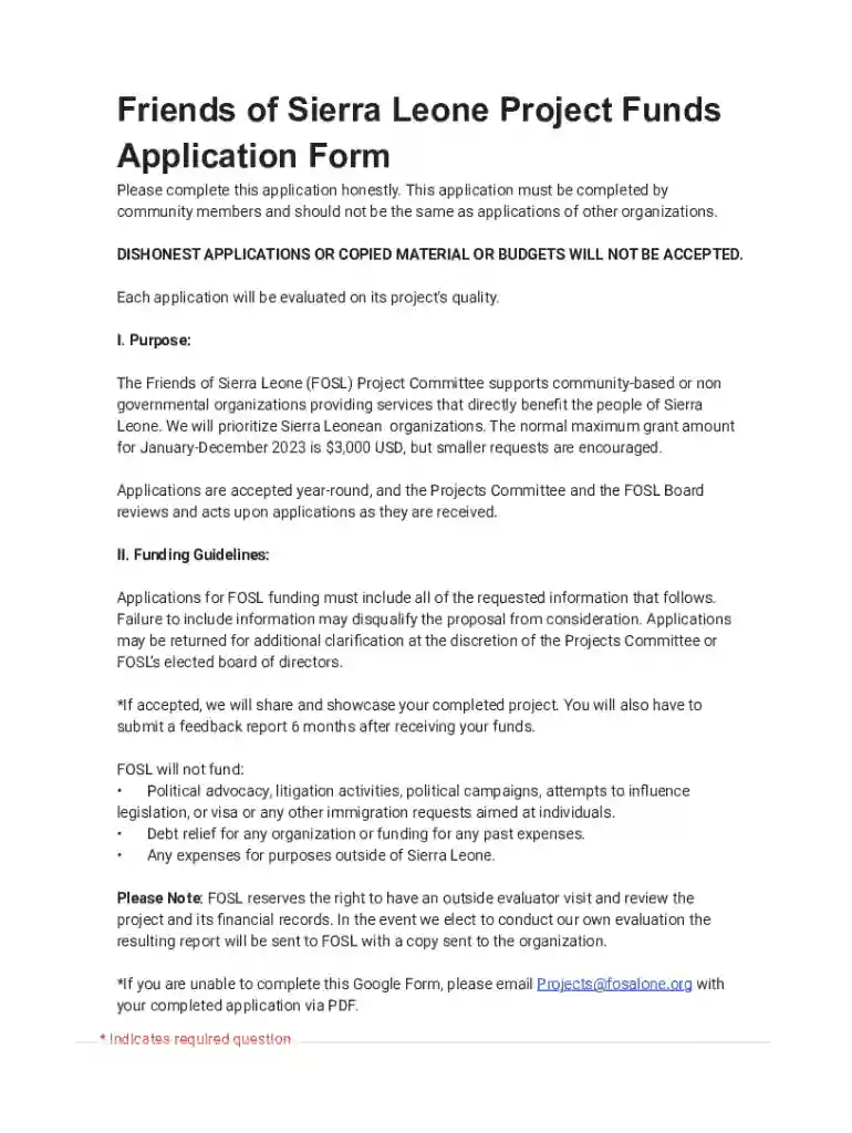 Friends of Sierra Leone is a U S -based voluntary, not-for- Preview on Page 1