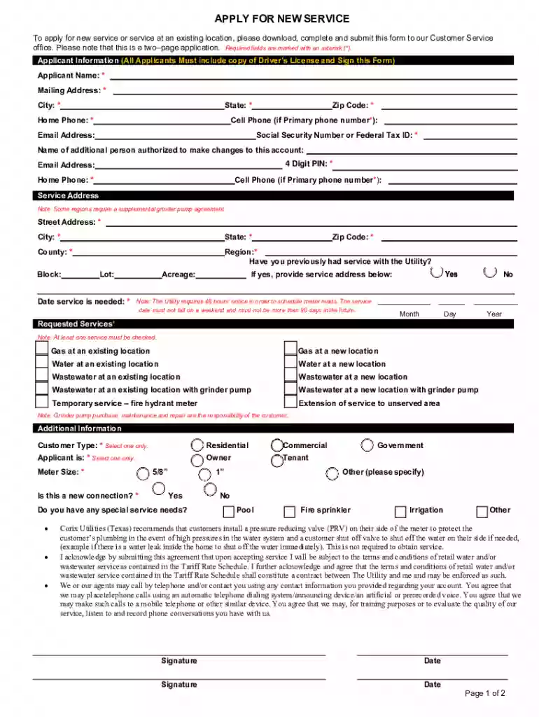 Service Request - My Utility Account Preview on Page 1