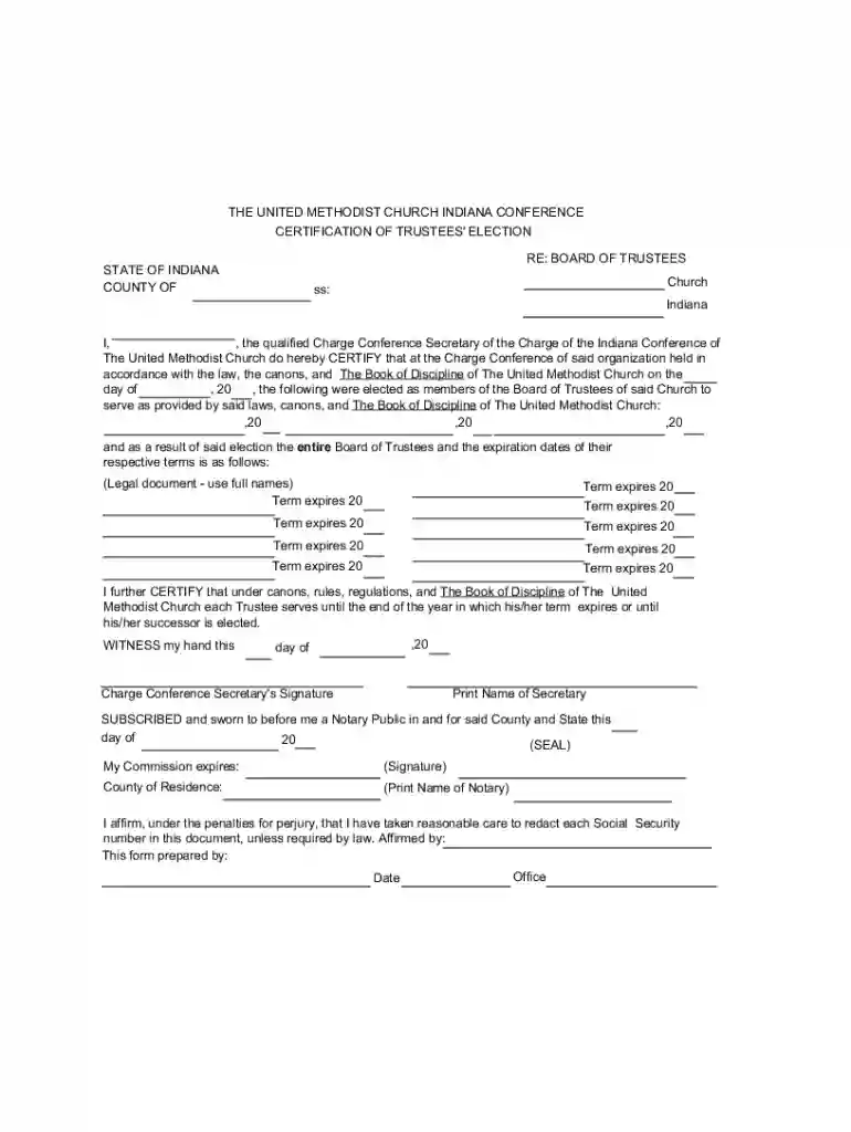 Report of Trustees - Charge Conference and Annual Forms Preview on Page 1