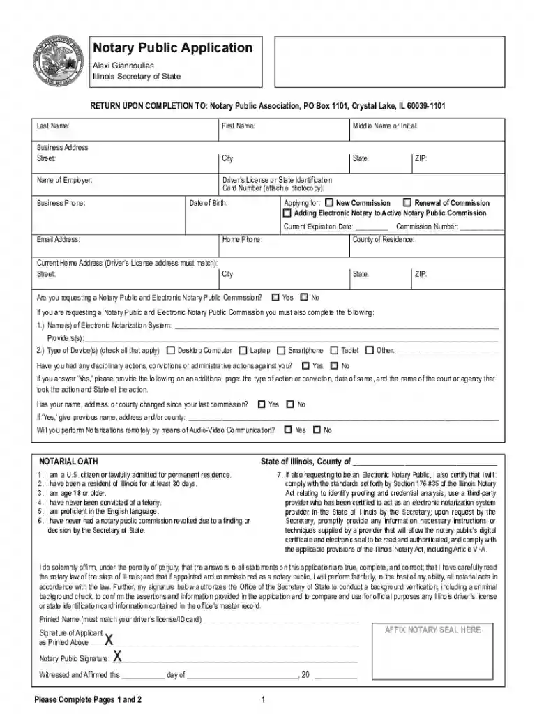 illinois notary public commission Preview on Page 1