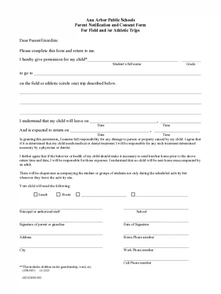 printable permission slips Forms and Templates Preview on Page 1