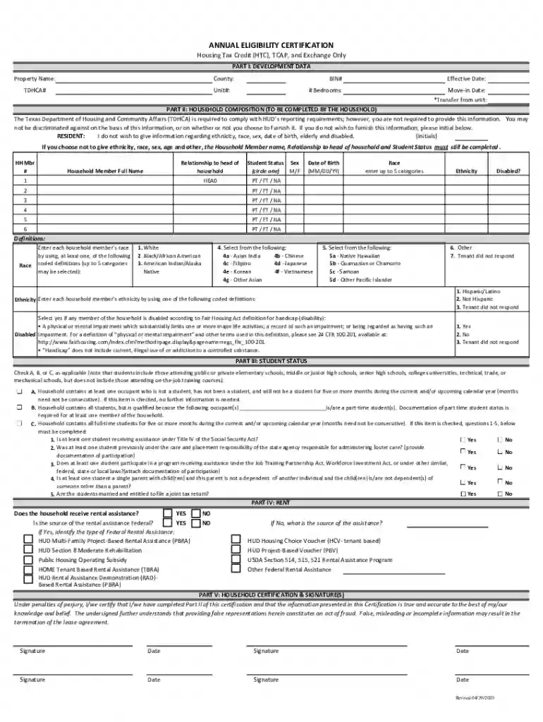 annual eligibility certification form Preview on Page 1