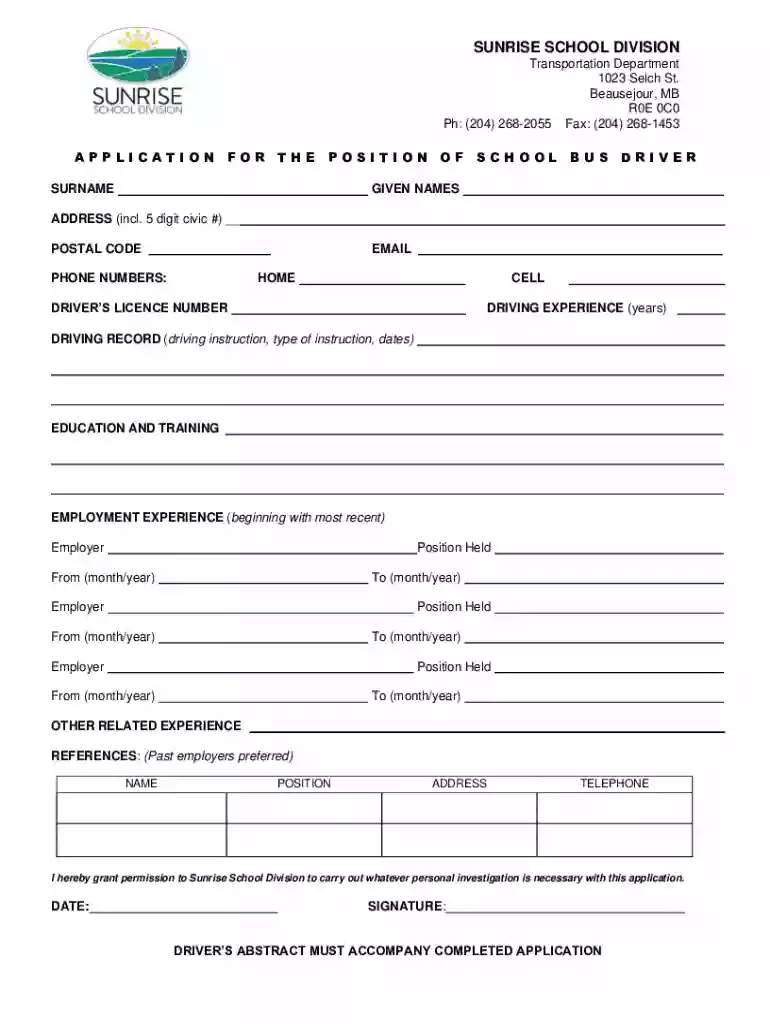 transportation position school bus driver Preview on Page 1