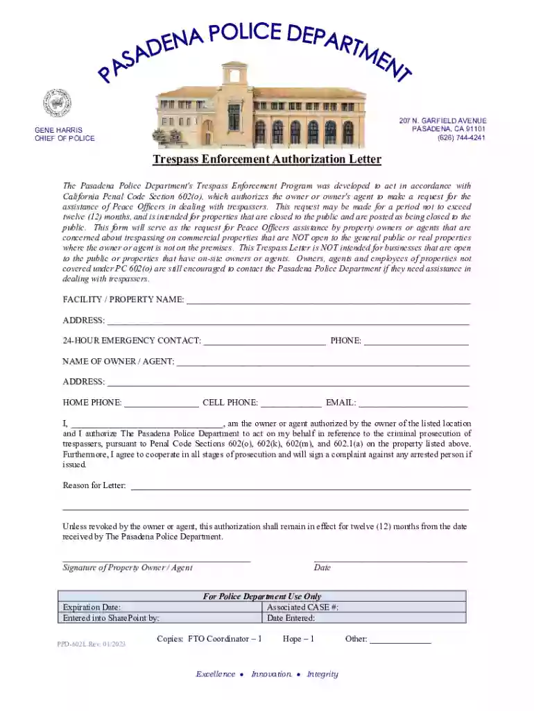 Trespass Arrest Authorization- UPDATED PROCESS Preview on Page 1