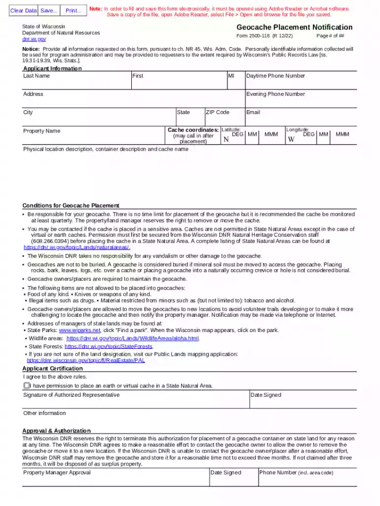 wi dnr form 2500 118 Preview on Page 1