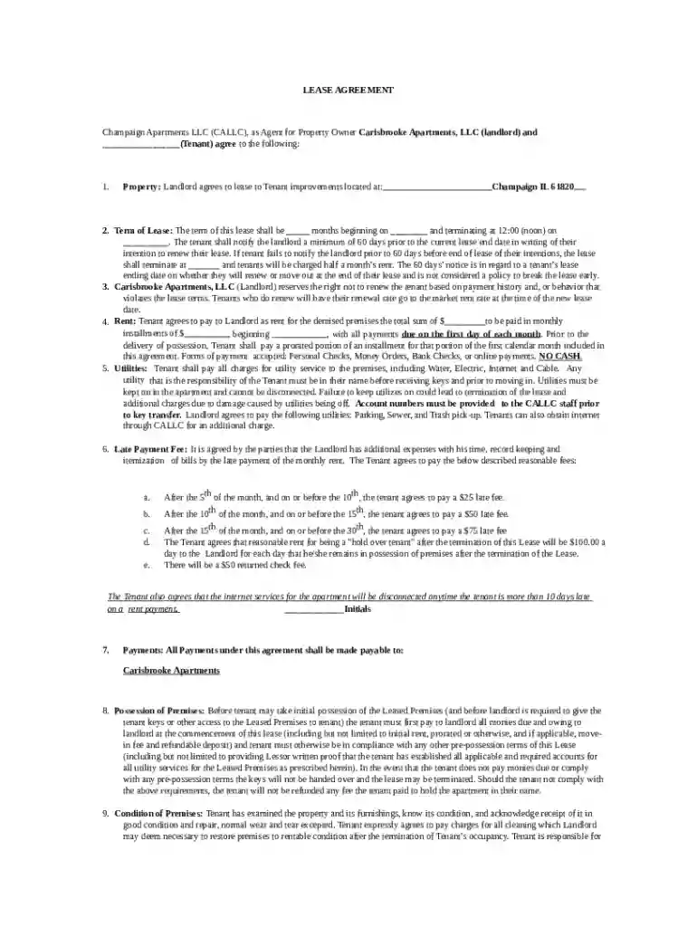 Lease Contract Preview on Page 1