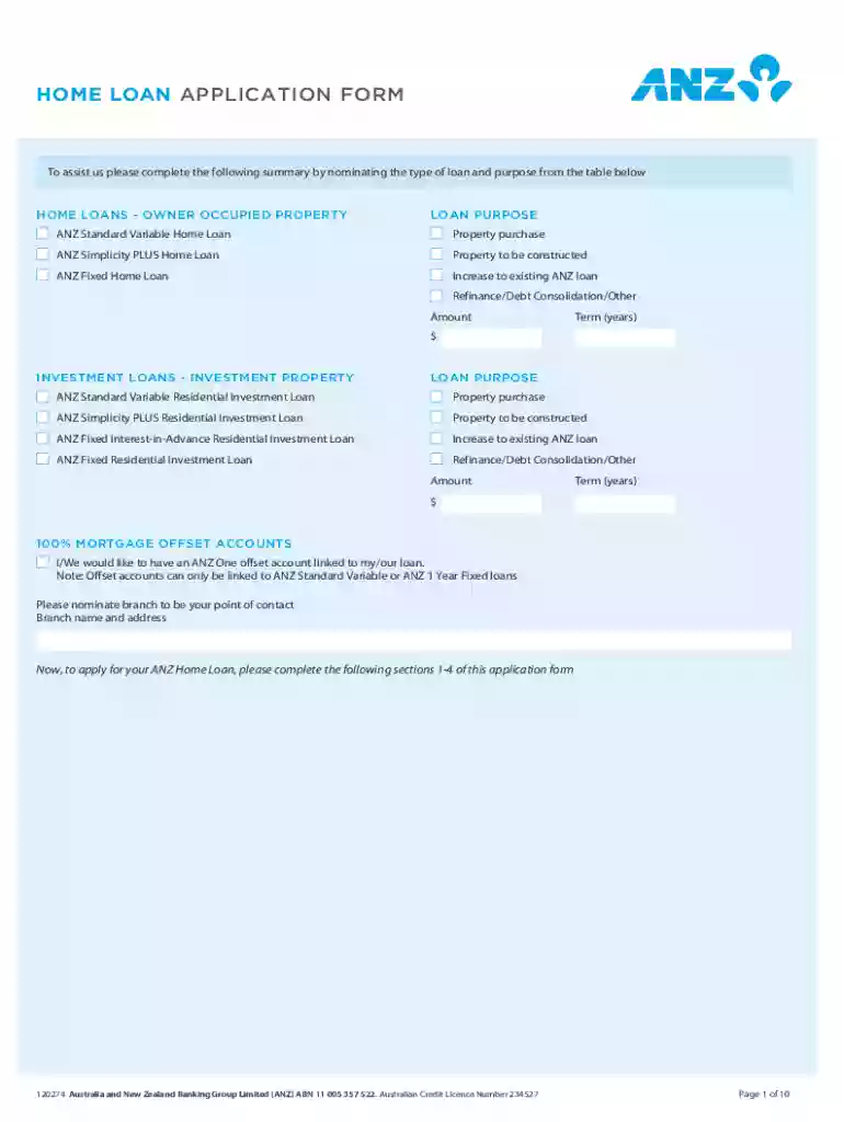 anz home loan application Preview on Page 1