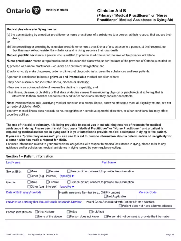 Clinician Aid B - Fill Online, Printable, Fillable, Blank Preview on Page 1