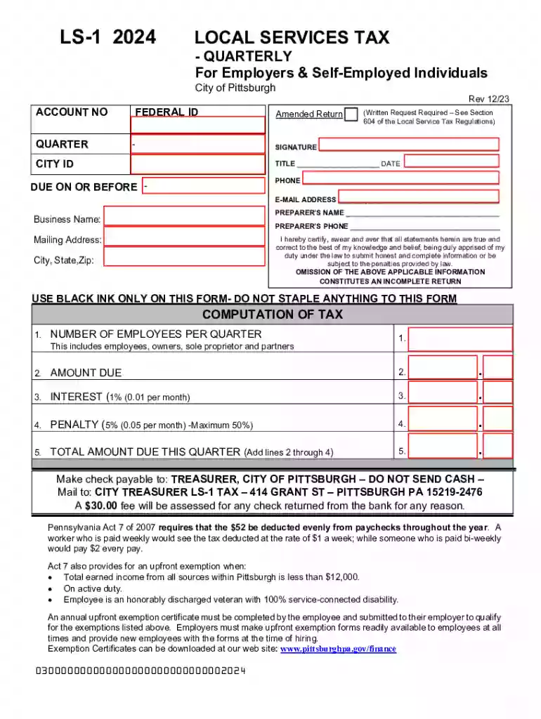 Local Services Tax (LST-1) FAQ Preview on Page 1
