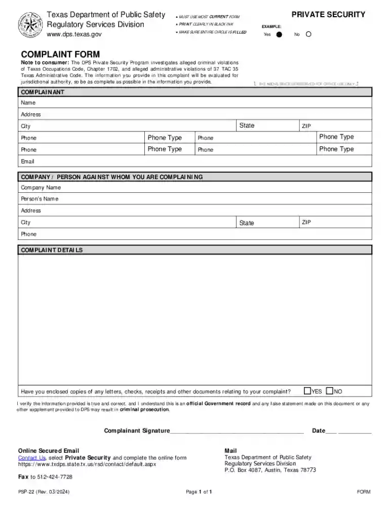 Texas Department Of Public Safety PDF Form Preview on Page 1