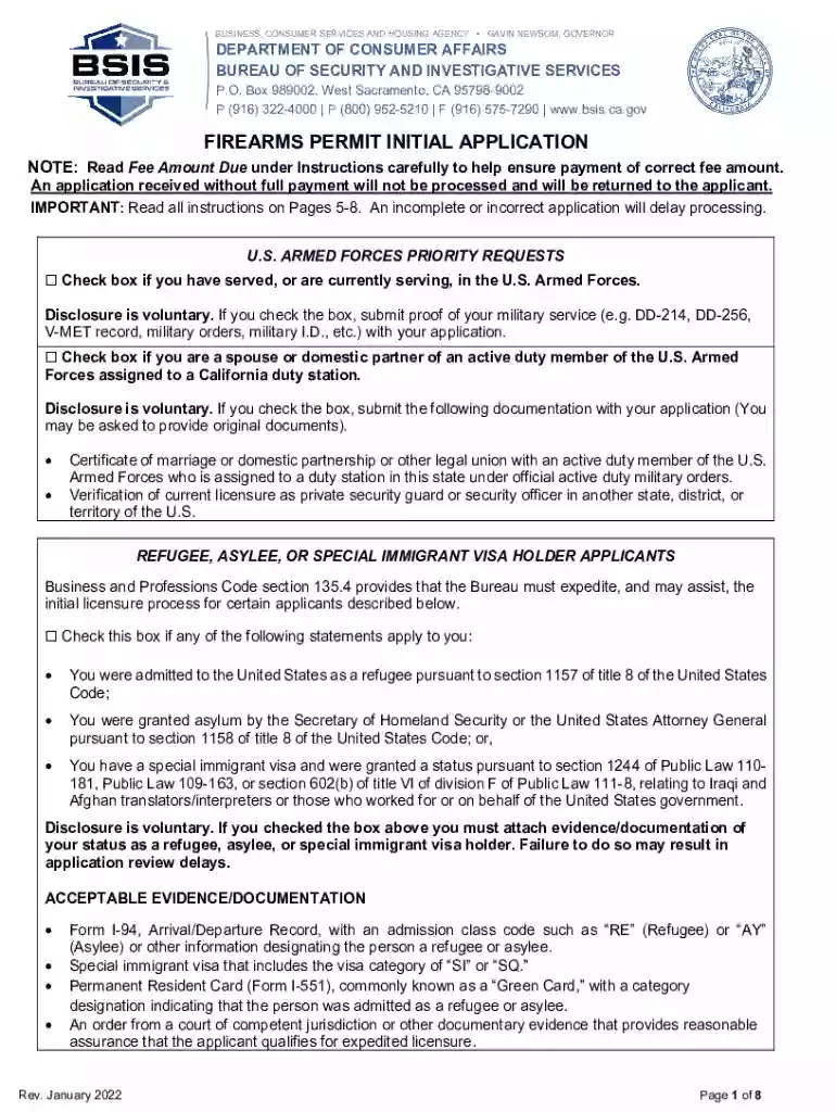 firearms permit initial application Preview on Page 1