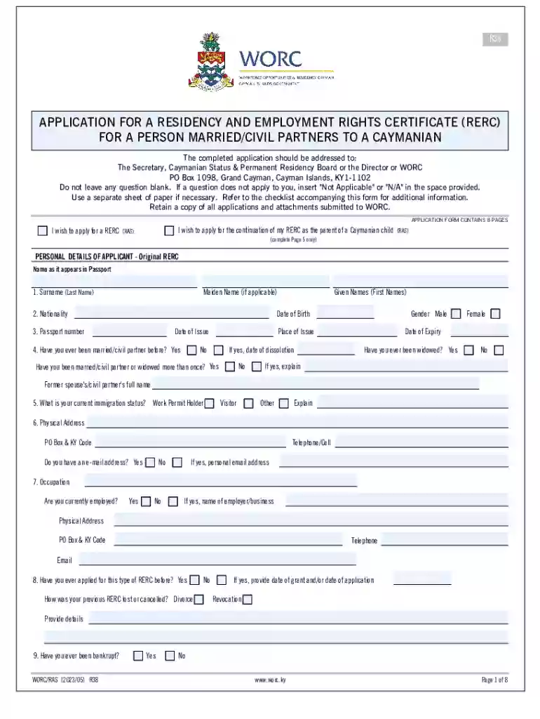 APPLICATION FOR A RESIDENCY AND EMPLOYMENT RIGHTS Preview on Page 1