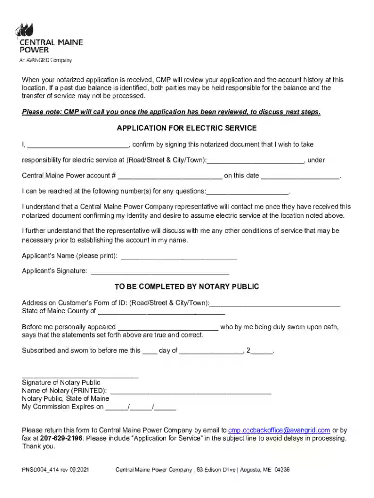 APPLICATION FOR ELECTRIC SERVICE TO BE Preview on Page 1