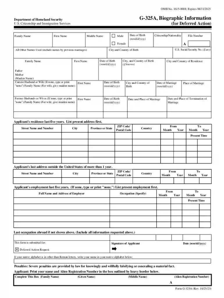 g325a form uscis Preview on Page 1