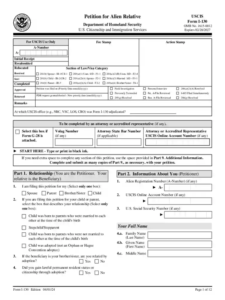 fillable i 130a form Preview on Page 1