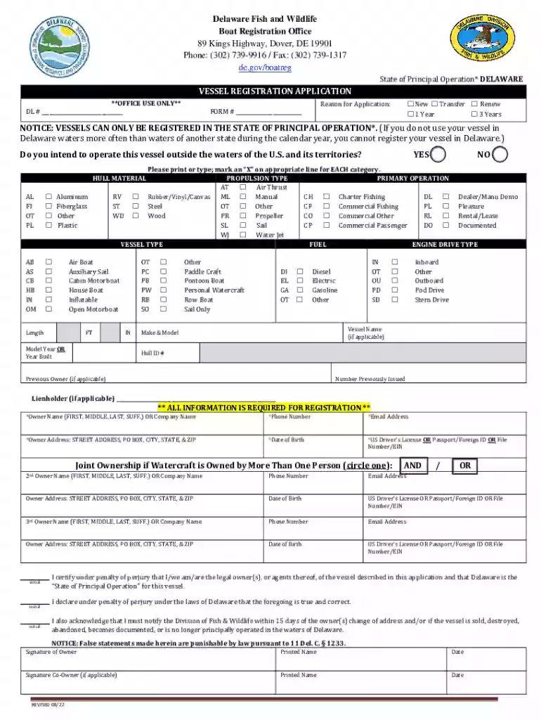delaware boat vessel registration Preview on Page 1
