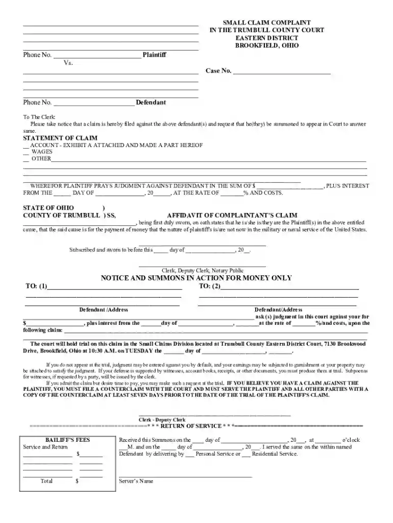 Small Claims - Trumbull County Eastern District Court Preview on Page 1