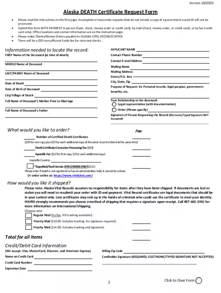 death certificate request form Preview on Page 1