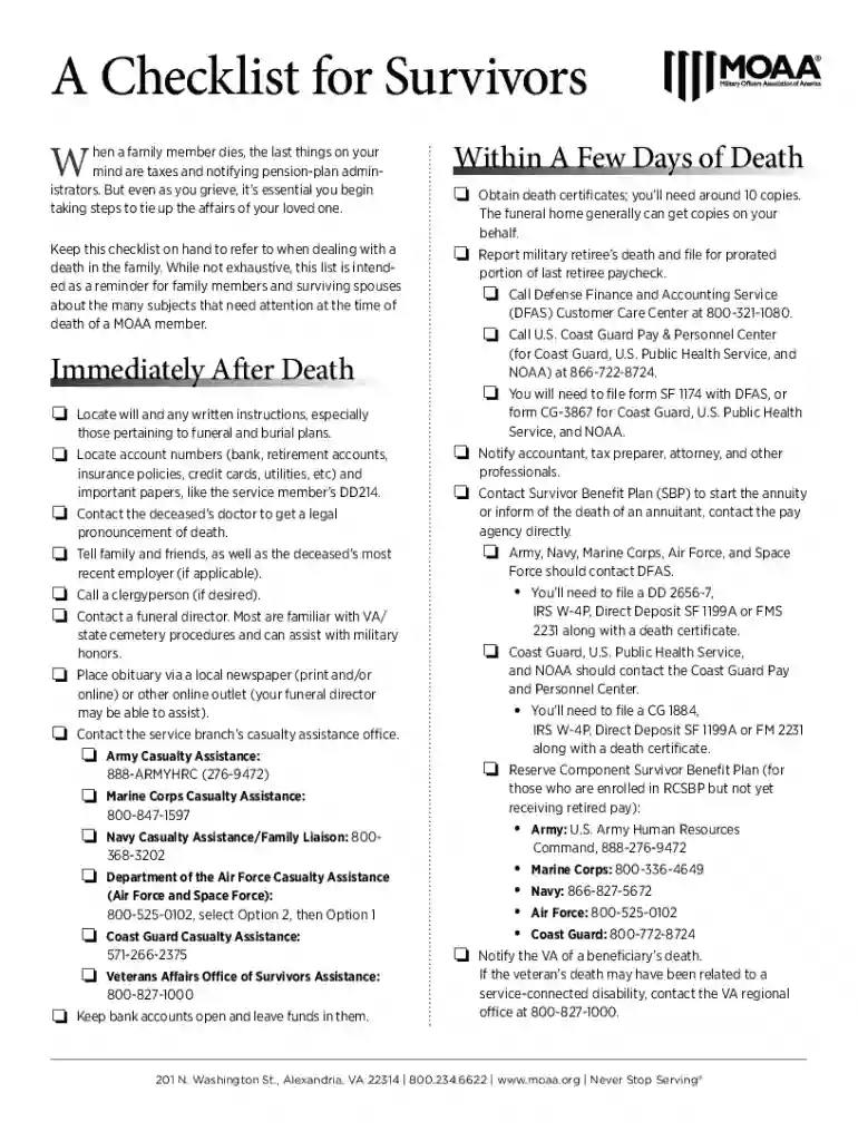 What To Do When Your Loved One Dies + Checklist Preview on Page 1