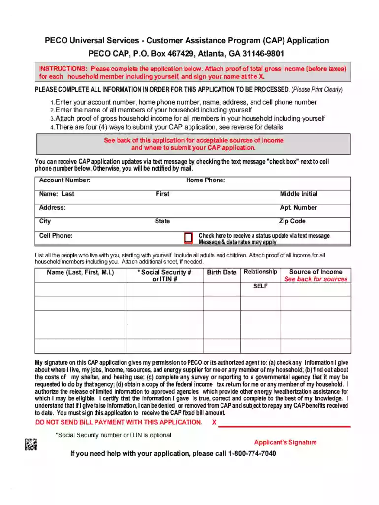 peco customer assistance program application Preview on Page 1