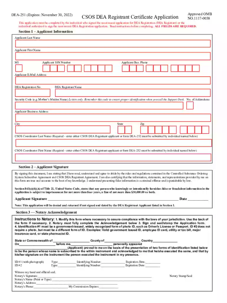 DEA-254 CSOS Certificate Application Registrant List Preview on Page 1