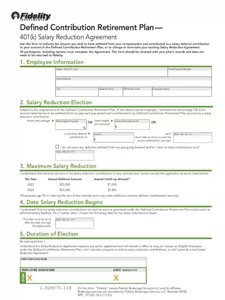 401 k salary reduction agreement Preview on Page 1
