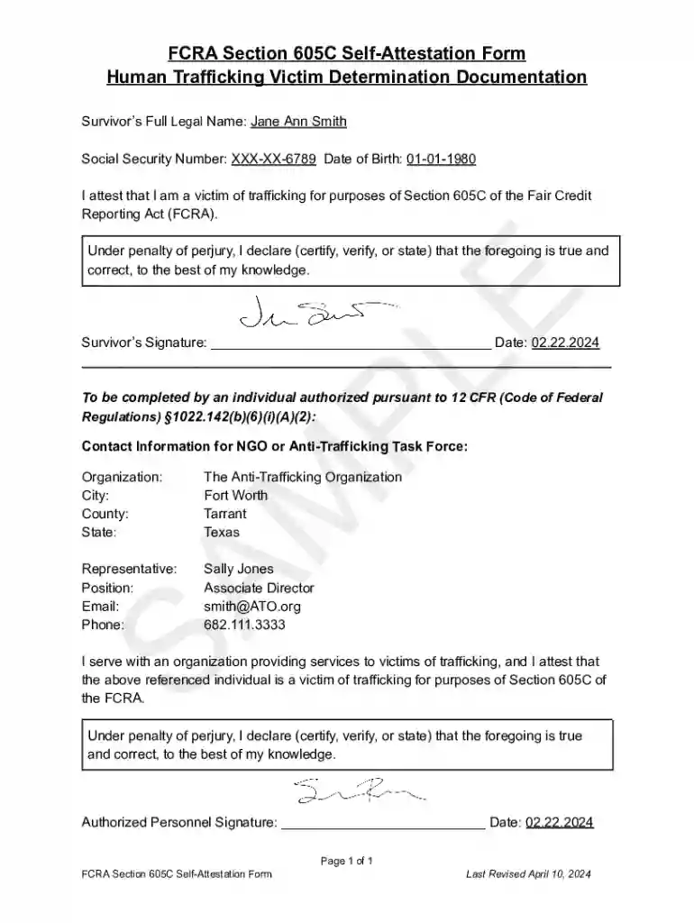 605c self attestation form Preview on Page 1