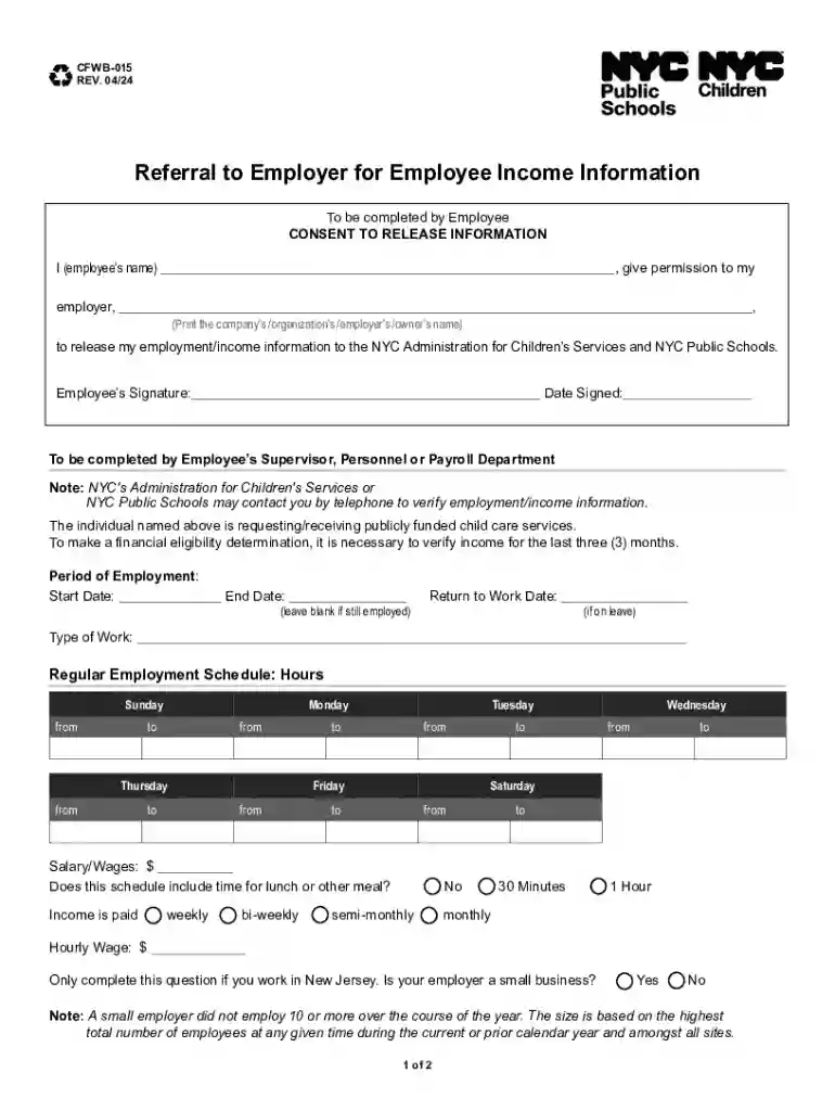 cfwb 015 form Preview on Page 1