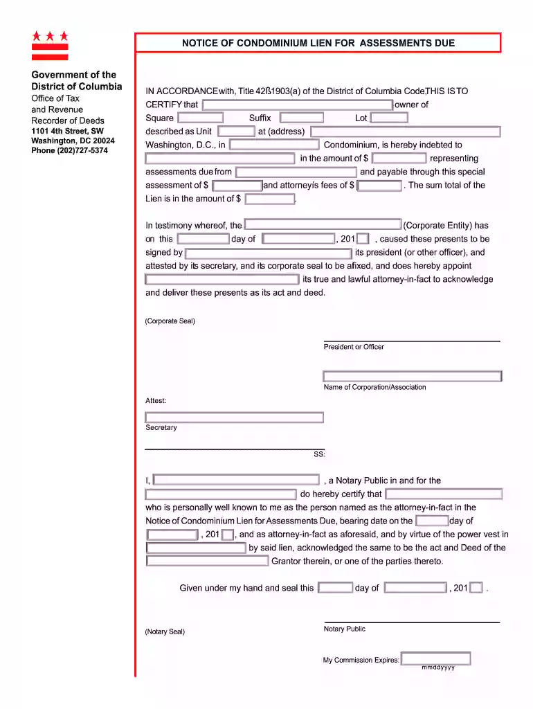dc condominium form Preview on Page 1