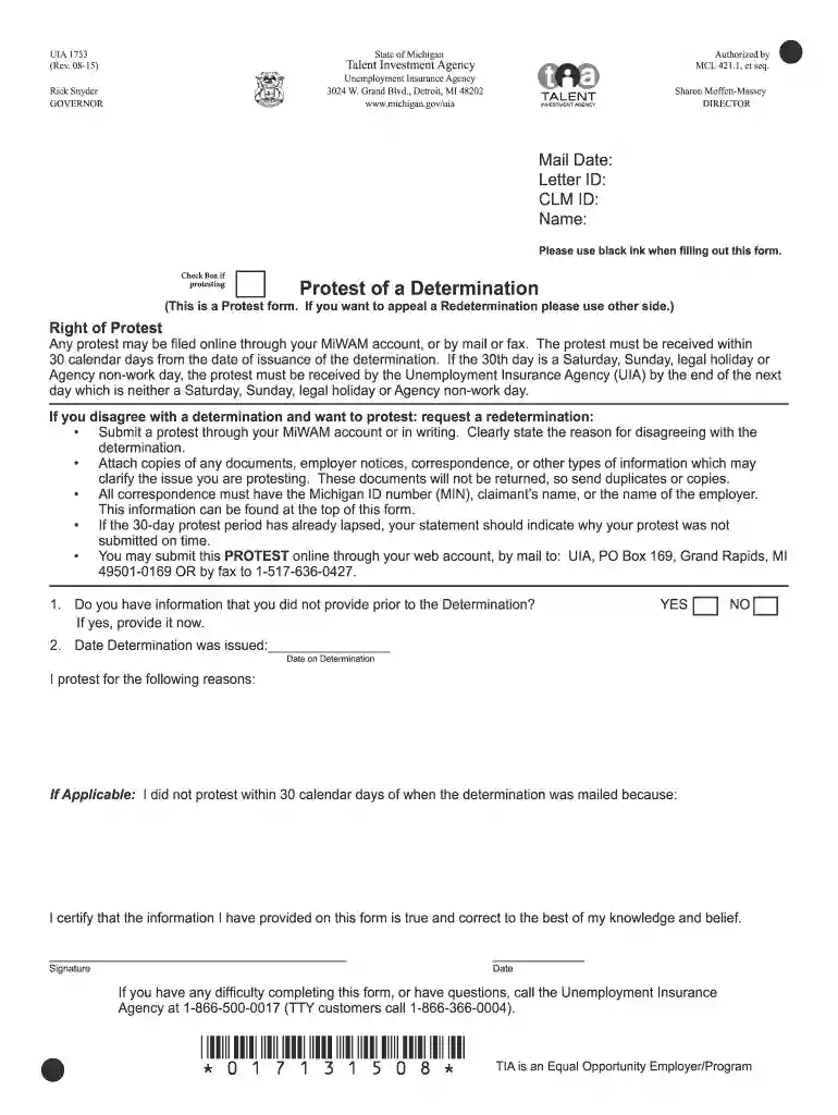 uia form 1733 Preview on Page 1