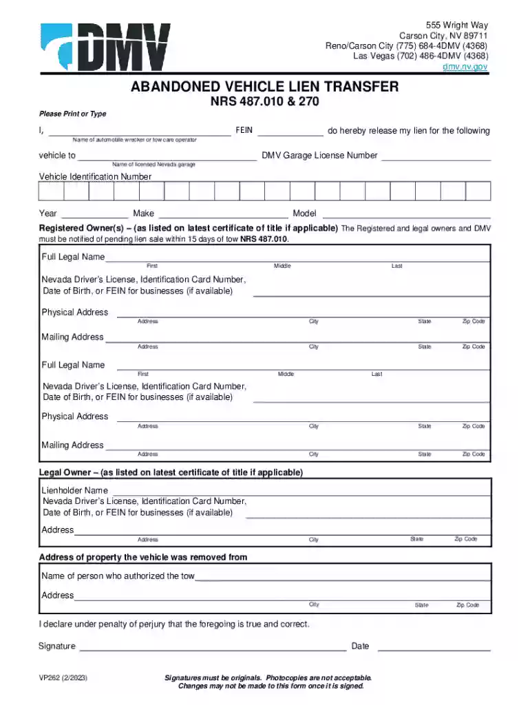 abandoned vehicle lien transfer Preview on Page 1
