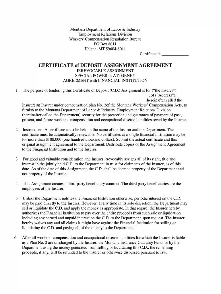 montana certificate deposit Preview on Page 1