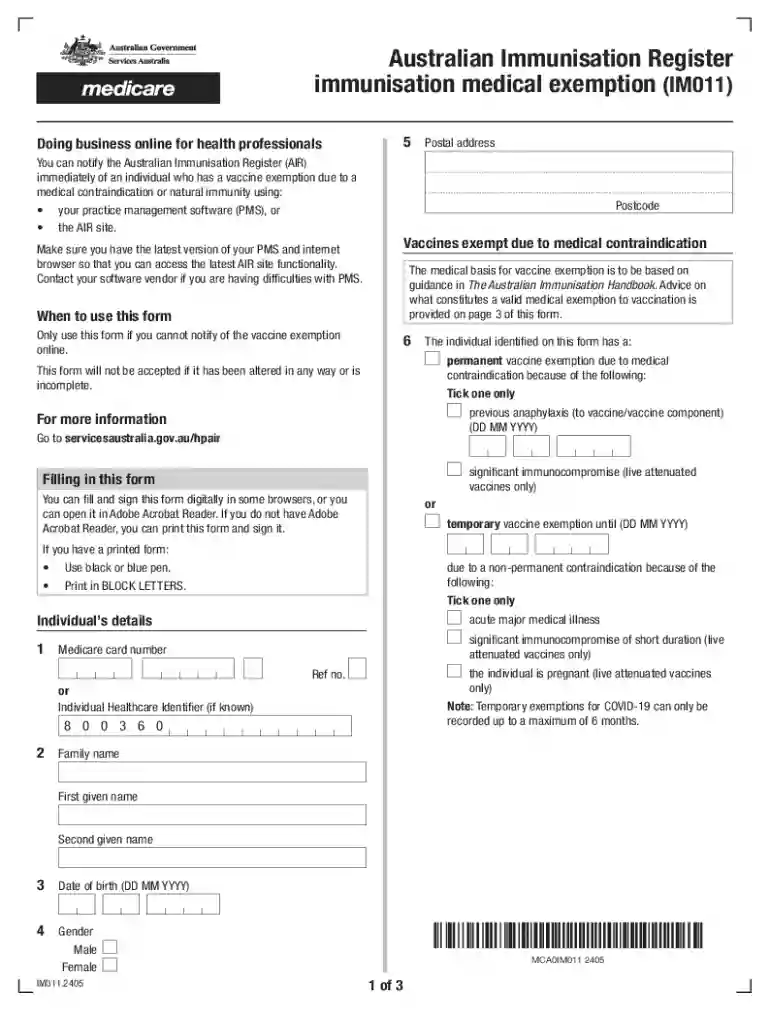 Australian Immunisation Register Preview on Page 1