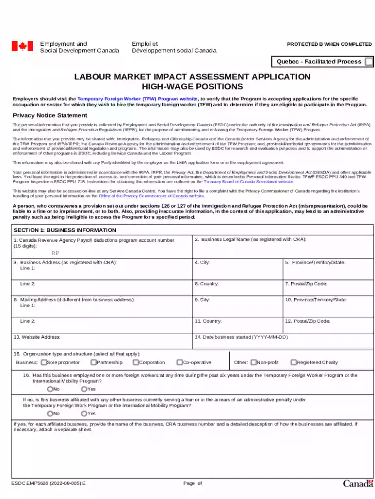 canada labour market impact assessment application Preview on Page 1