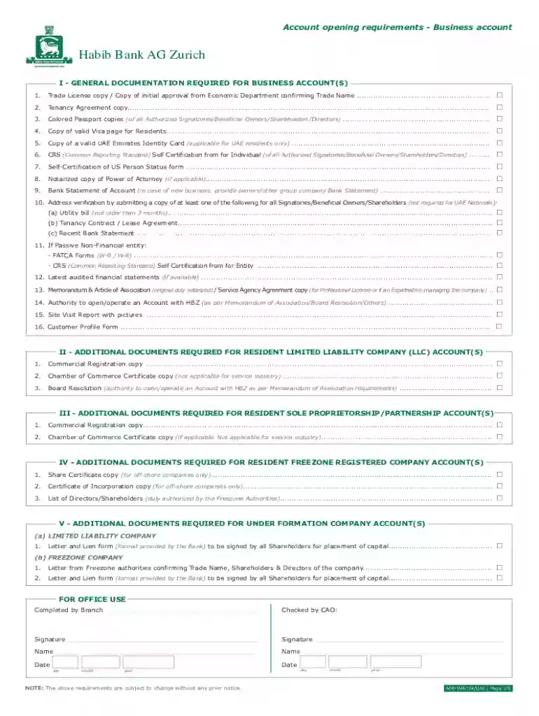 ae habib account opening Preview on Page 1