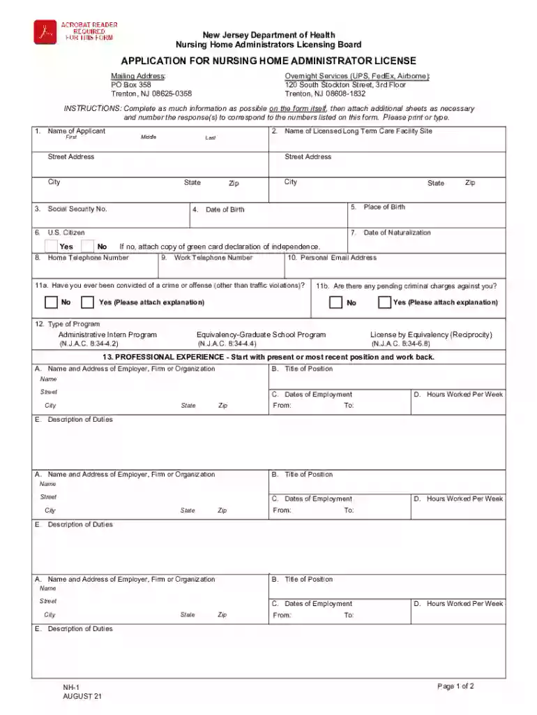 nursing home administrator license Preview on Page 1