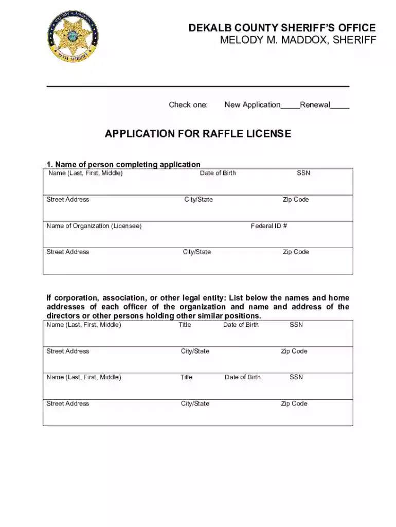 dekalb county raffle license Preview on Page 1