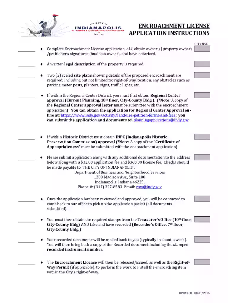 CONSENT OF ENCROACHMENT APPLICATION Preview on Page 1