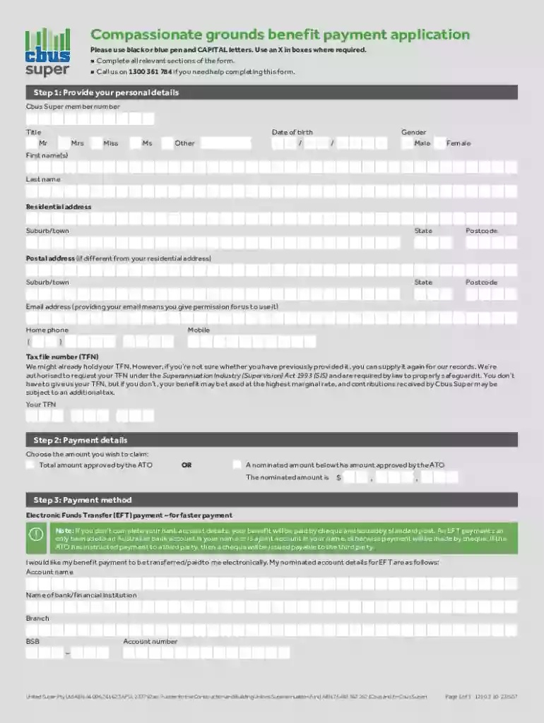 compassionate grounds benefit payment application Preview on Page 1
