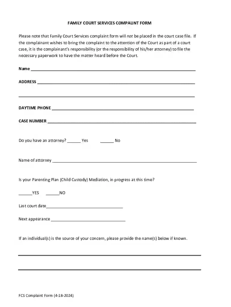 FCS Complaint Form (4-18-2024) Preview on Page 1