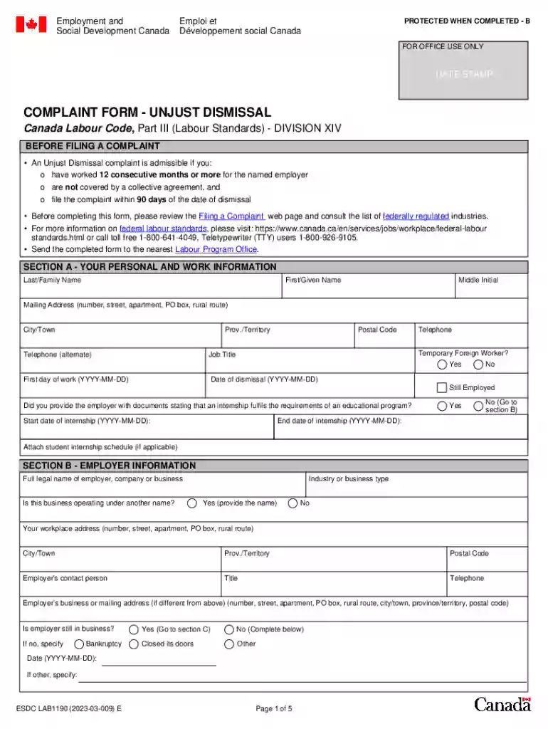 ca complaint esdc lab1190 Preview on Page 1