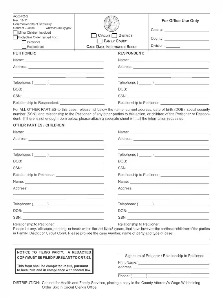 kentucky court case number format Preview on Page 1