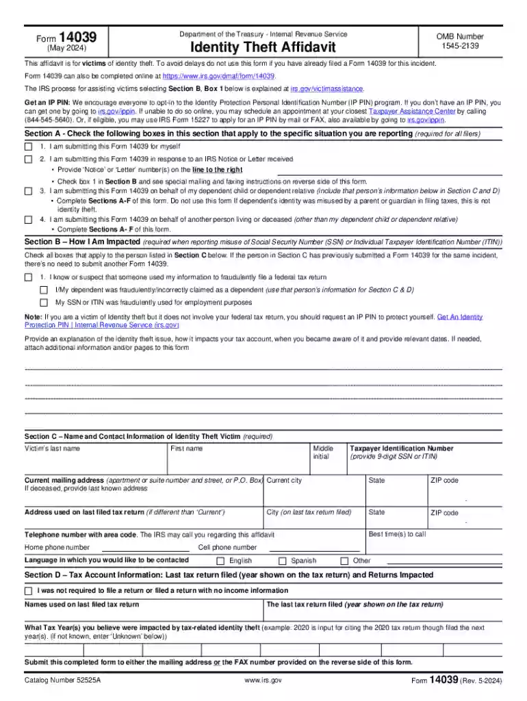 form 14039 Preview on Page 1